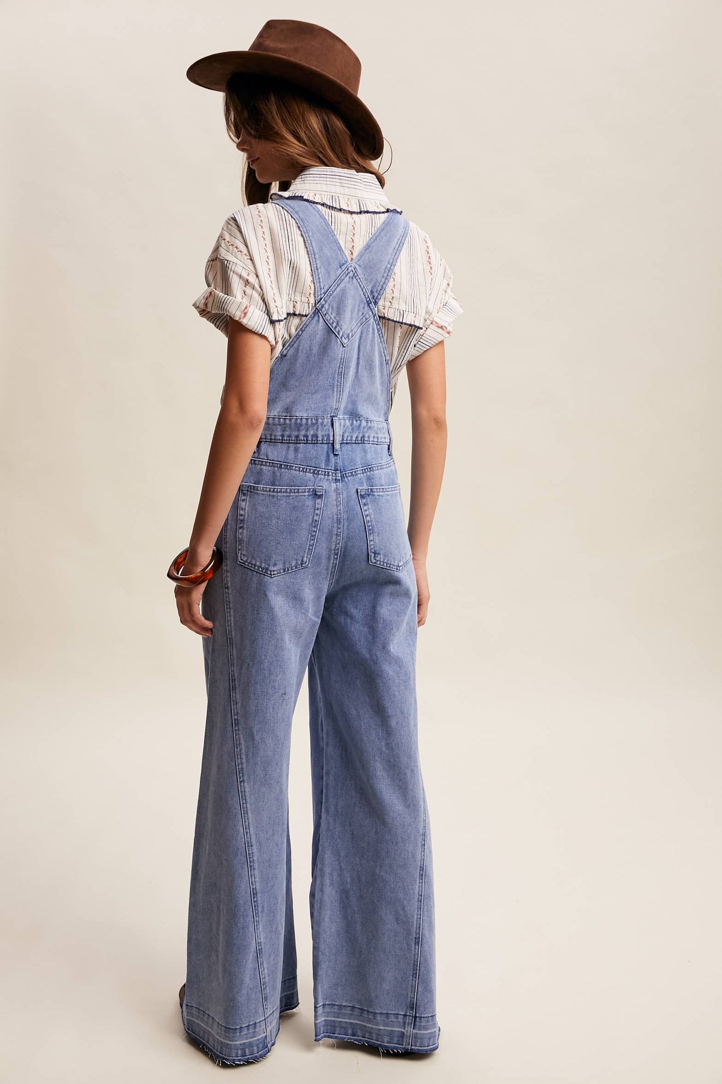 Wide Leg Denim Overalls LRP0296