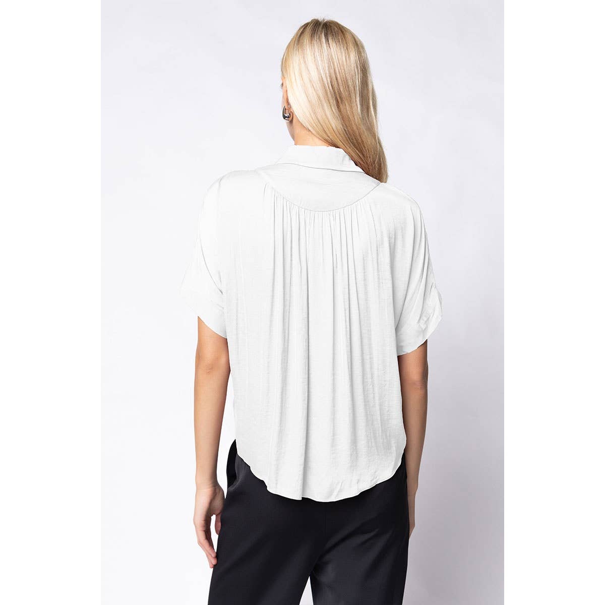 Mustard Short Sleeve Shirt With Front Bib Detail