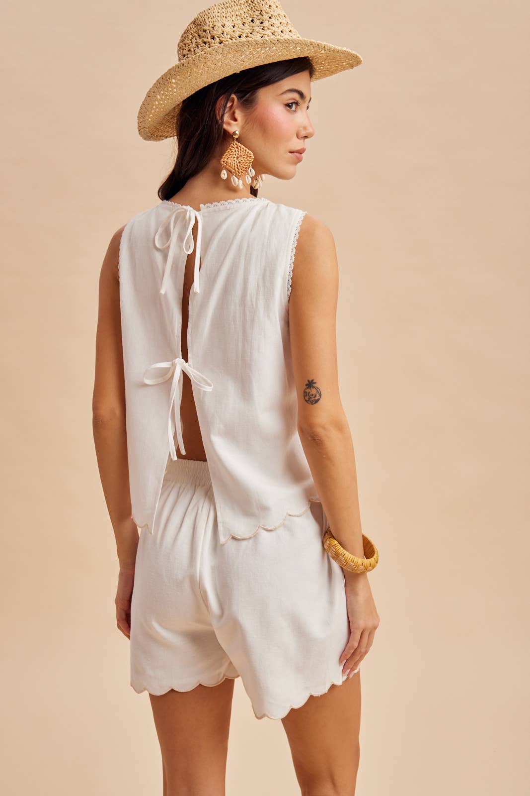 EMBROIDERED TANK + SHORTS SET