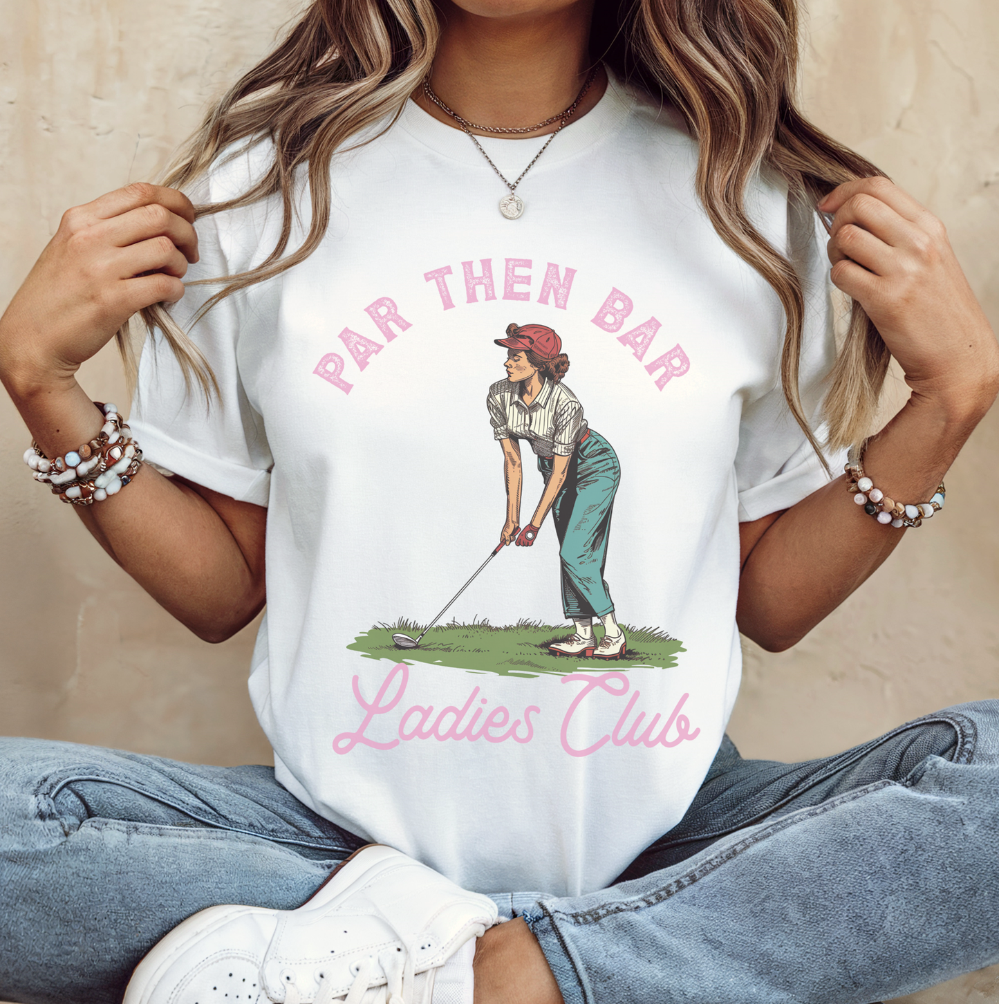 Golf Par Before the Bar Country Club Pro Resort Graphic Tee: Cream / Large