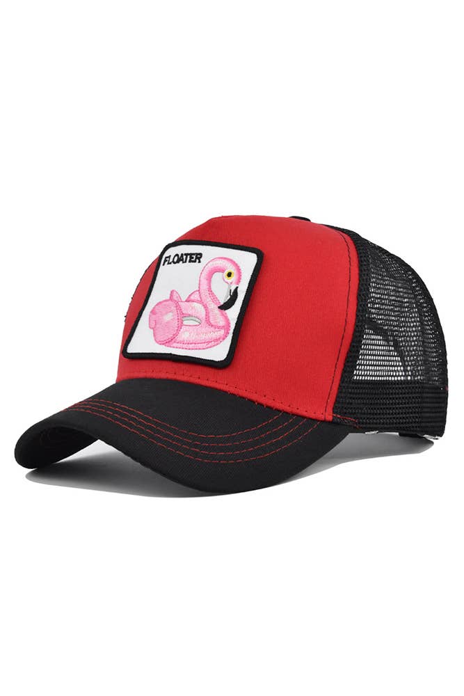 Floater Pink Swan Embroidery Baseball Cap MOQ 3pcs DX022: Red / One Size
