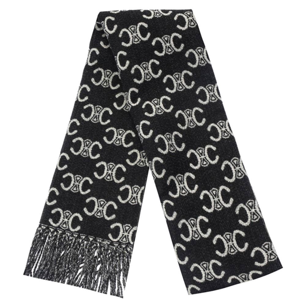 JOIA ACCESSORIES - SIMBOL MONOGRAM FRINGE OBLONG SCARF, LVSC 153