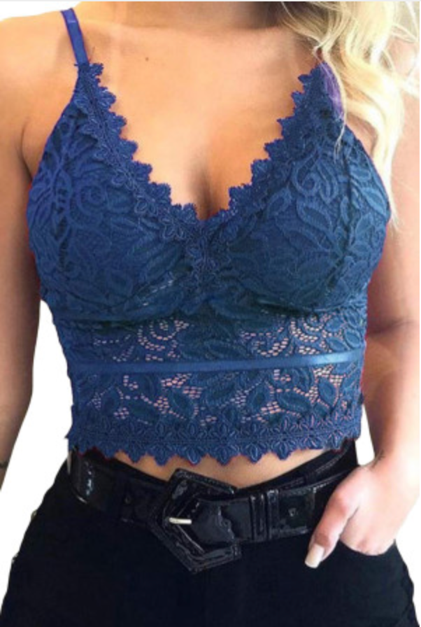 Tracie's - Deep V Lace Bralette Crop Top
