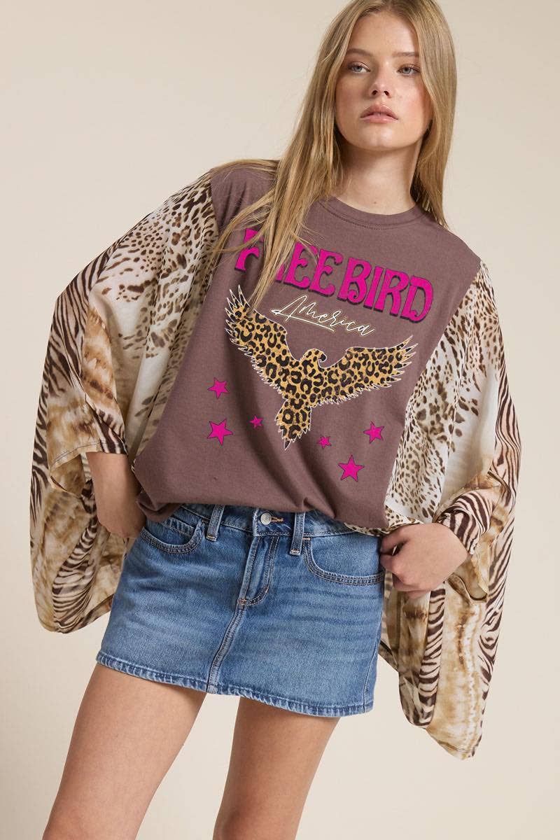 Zutter - Leopard Free Bird America Graphic Kantha Top