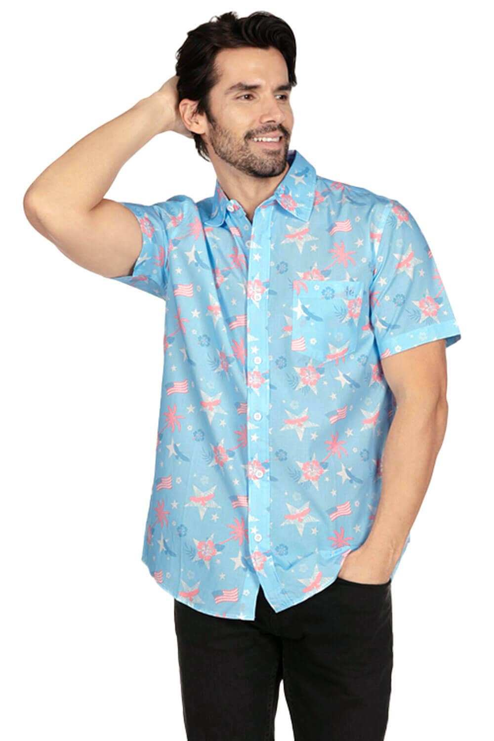 Tipsy Elves - Island of the Free Hawaiian Shirt - Men's USA Button Down