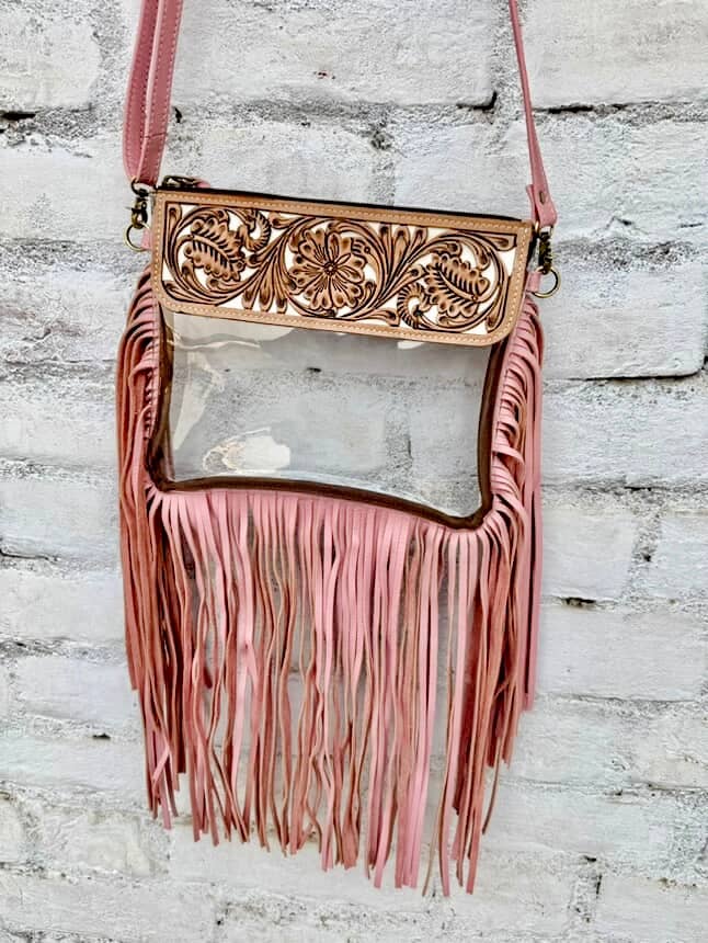 Boho Ranch Shop - Hand Tooled Clear Purse Crossbody - Concert Game Day Stadium