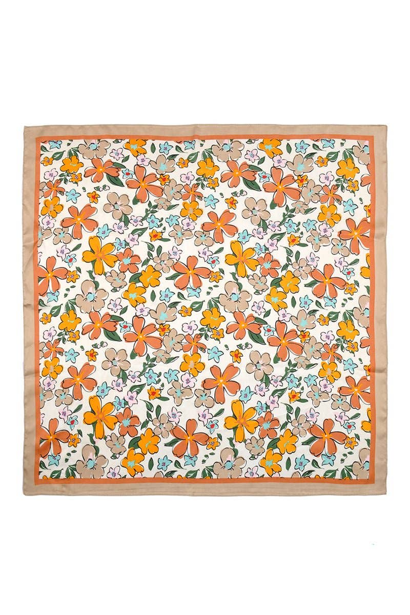 Let Your Dreams Blossom Taupe Square Satin Scarf