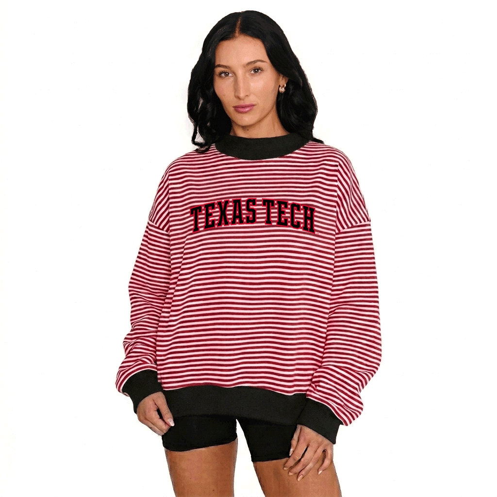 Lojo Collegiate Apparel - Texas Tech Striped Mock Neck Sweatshirt