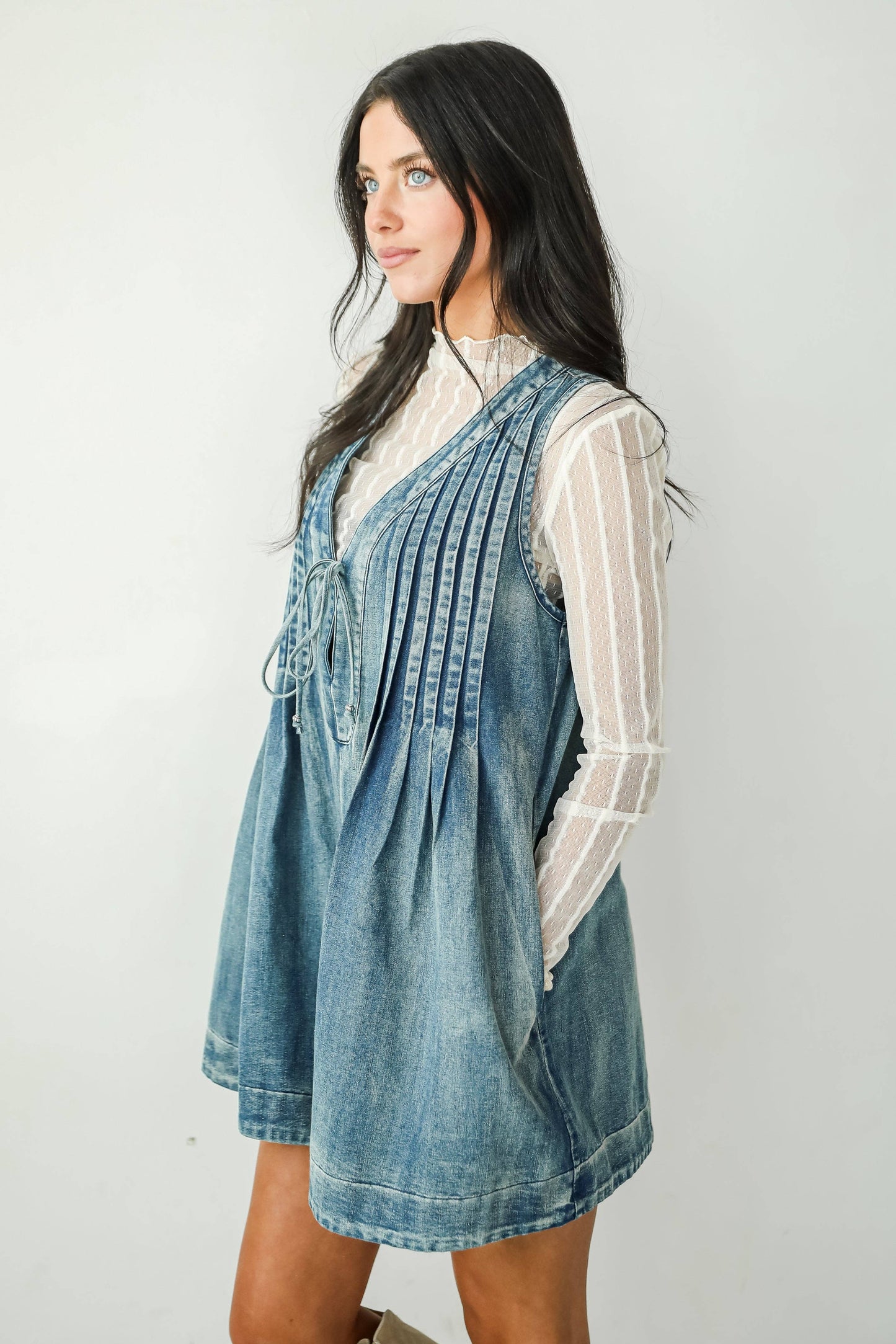 Precious Look Denim Romper: Denim / Medium