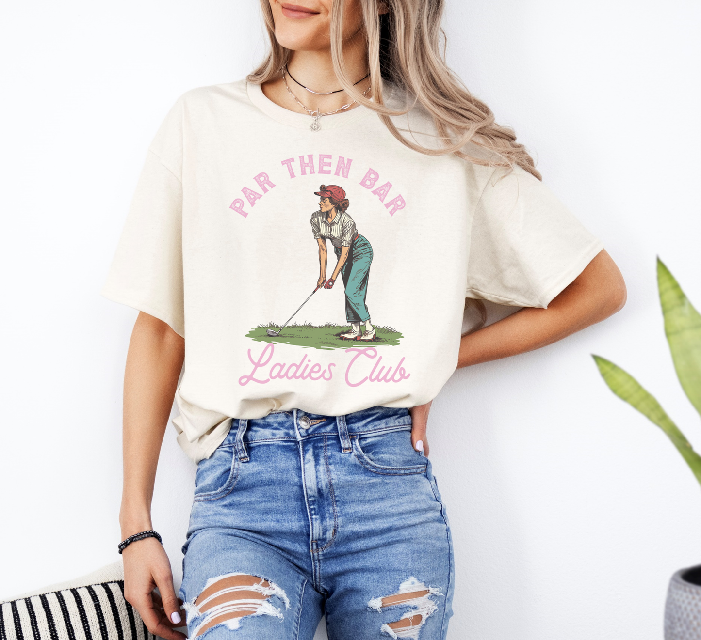 Golf Par Before the Bar Country Club Pro Resort Graphic Tee: Cream / Large