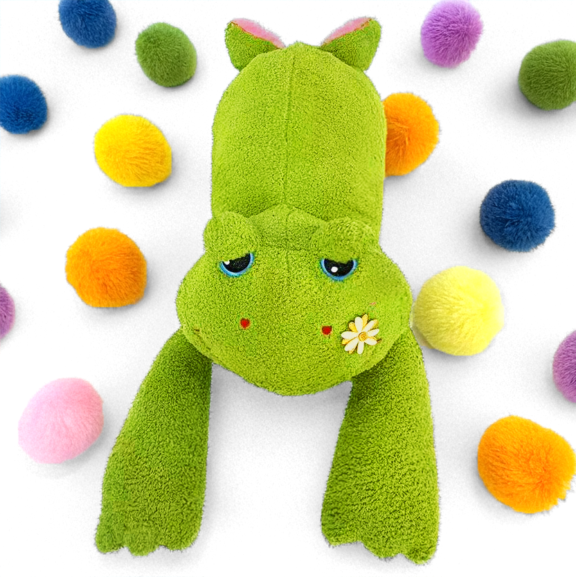 FLUFFERY - Green Frog Plush Sleeping Pillow (39" / 100 cm) Furry Gift