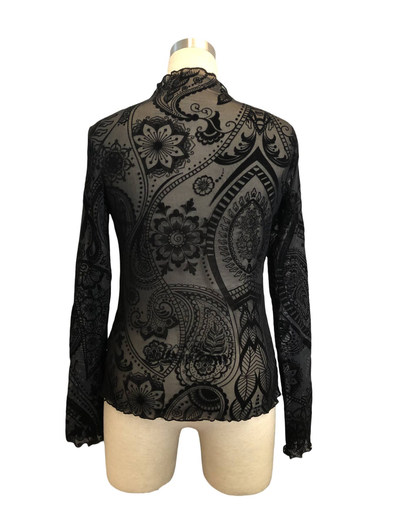 Hope & Sunshine - Paisley Velvet Print Mesh Top