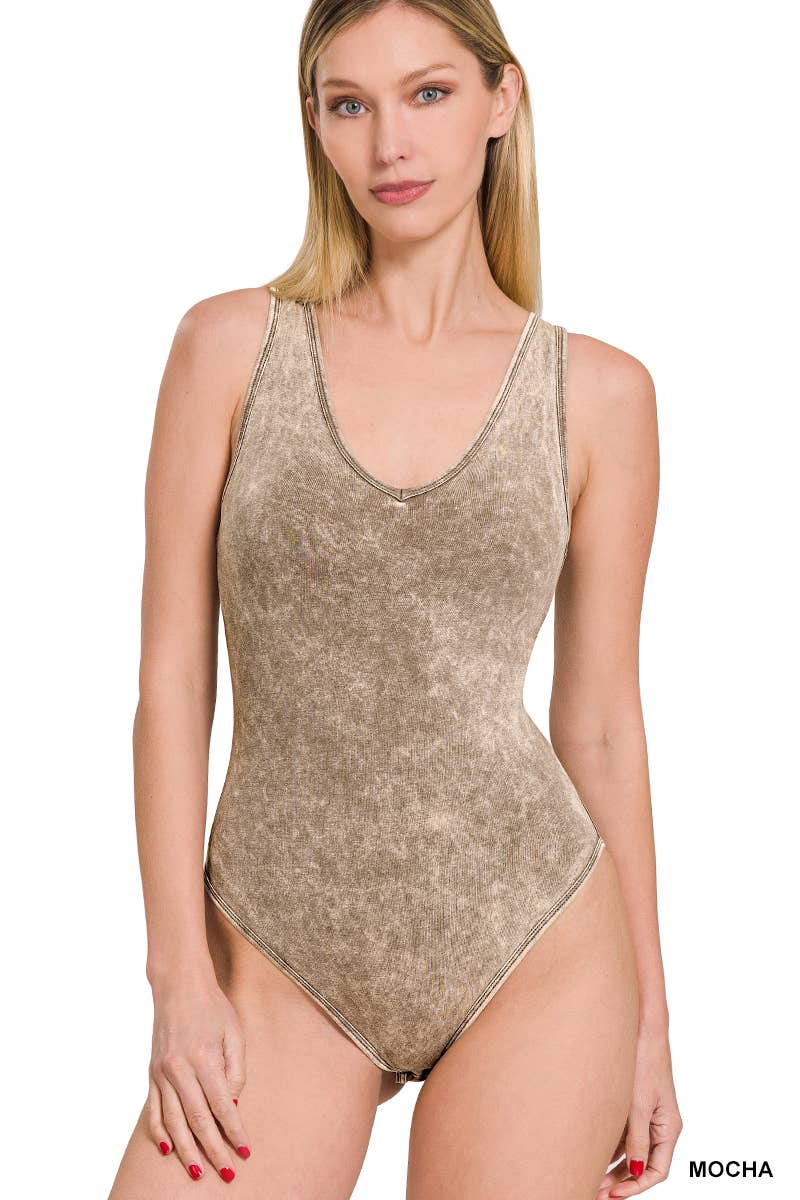 42POPS - `.Washed & Solid Cotton Bodysuit w/Snap Button closure