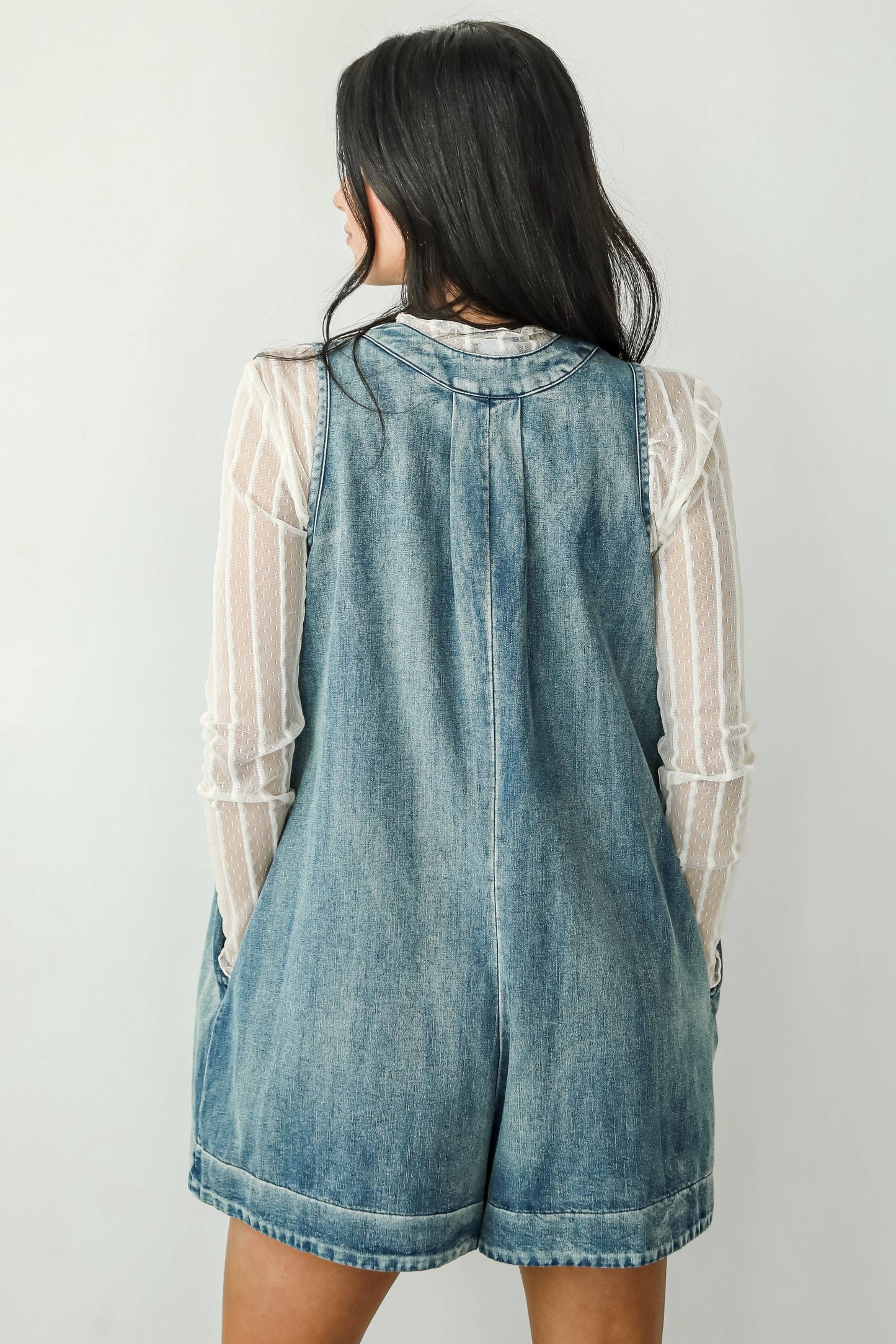 Precious Look Denim Romper: Denim / Small