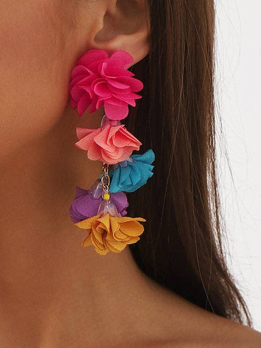 Flower Shape Drop Earrings Accessories - Colorful: FUSCHIA / One_size
