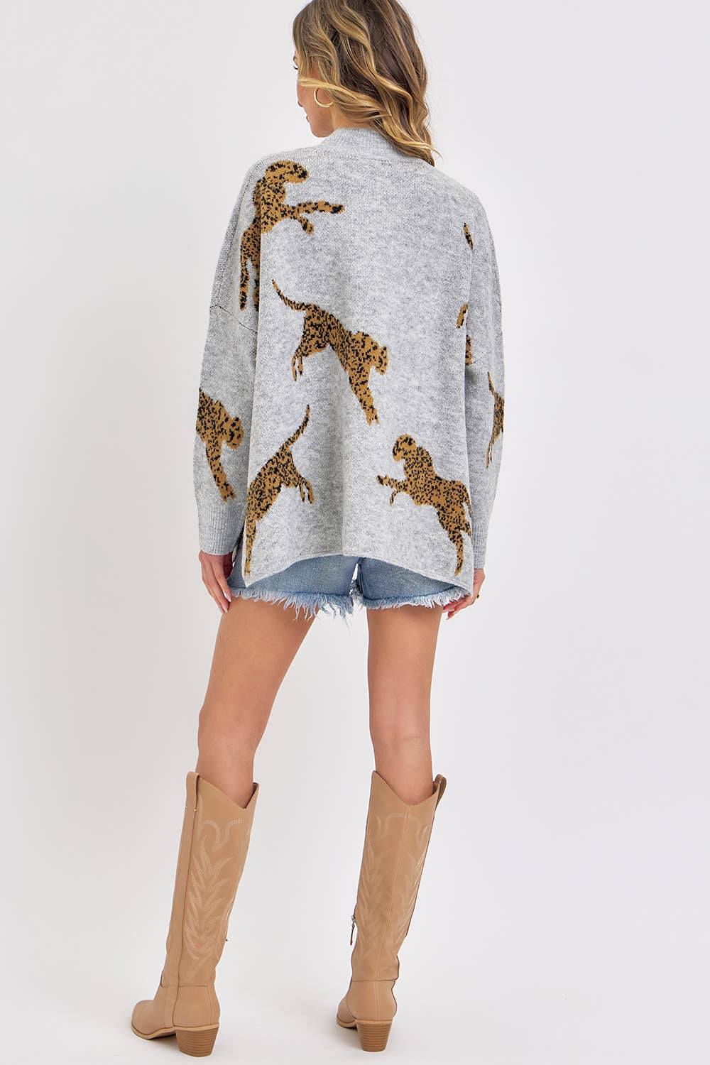 Sweet Lovely by Jen - LEOPARD PATTERNED OVERSIZE KNIT SWEATER