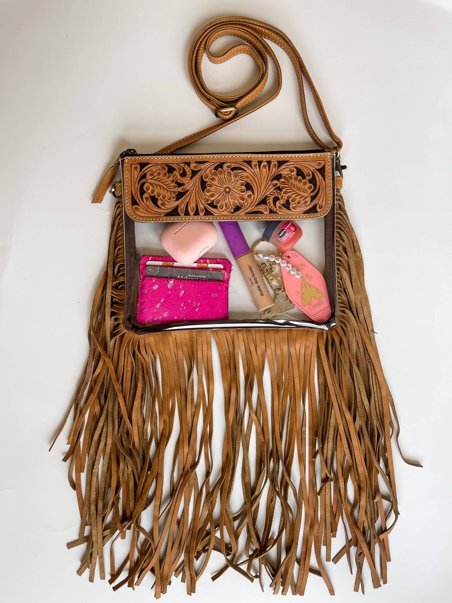 Boho Ranch Shop - Hand Tooled Clear Purse Crossbody - Concert Game Day Stadium