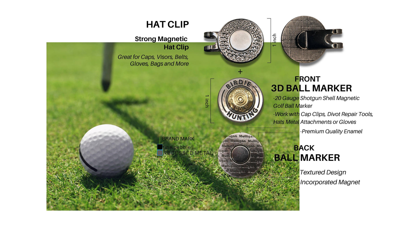 Birdie Hunting Shotgun Shell Ball Marker + Magnetic Hat Clip