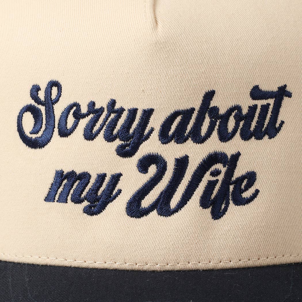 Fashion City - Sorry About My Wife / Husband Embroidery Two-Tone Canvas Cap