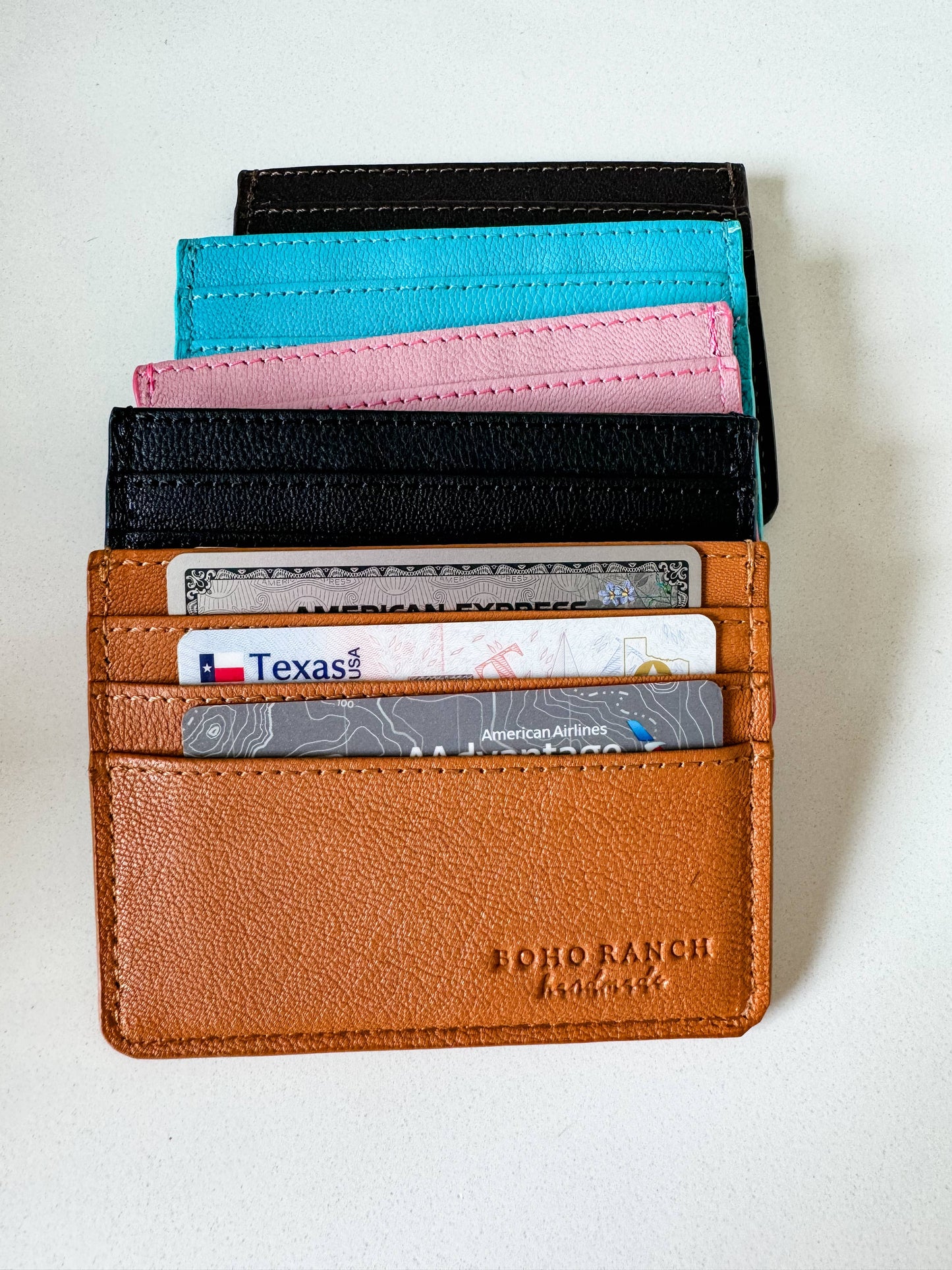Boho Ranch Shop - Western Boot Stitch Leather Credit Card Holder Money holder