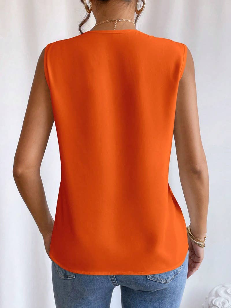 Lily Clothing - MULTI-LEVEL V-NECK SOLID COLOR BLOUSE