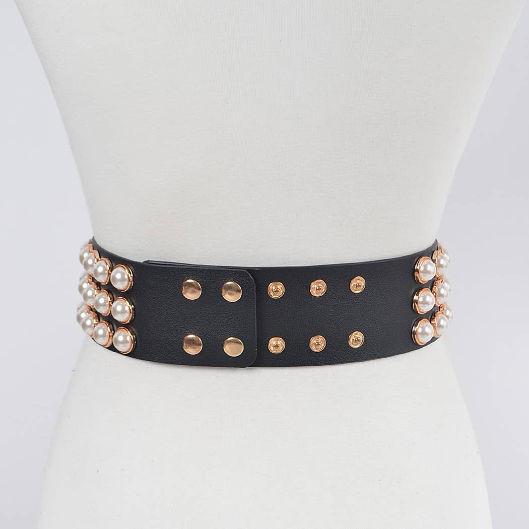 3AM BY H&D ACCESSORIES - Full Pearl Studded Waist Belt
