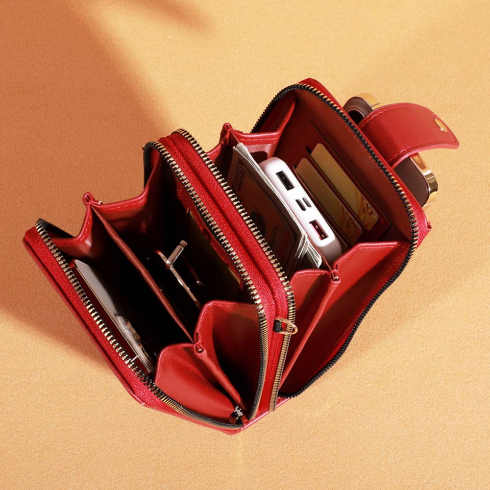 Wholesalesir - Solid Color Three-layer Single Shoulder Wallet
