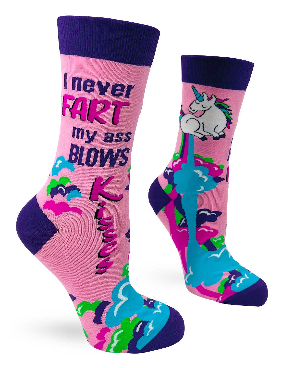 Fabdaz - I never Fart My Ass Blows Kisses Women's Crew Socks