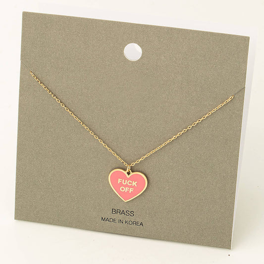 Fame Accessories - Fuck Off Heart Pendant Necklace