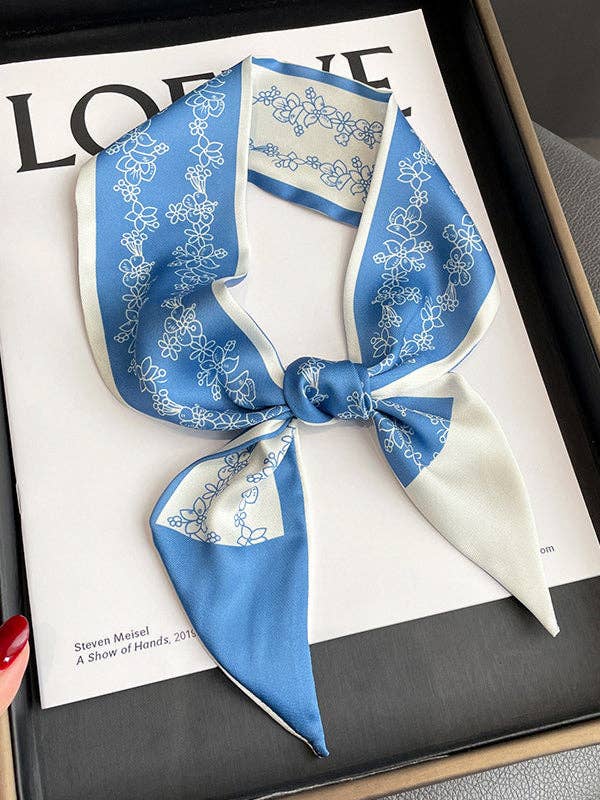 Contrast Color Flower Print Scarf: GREEN / One_size