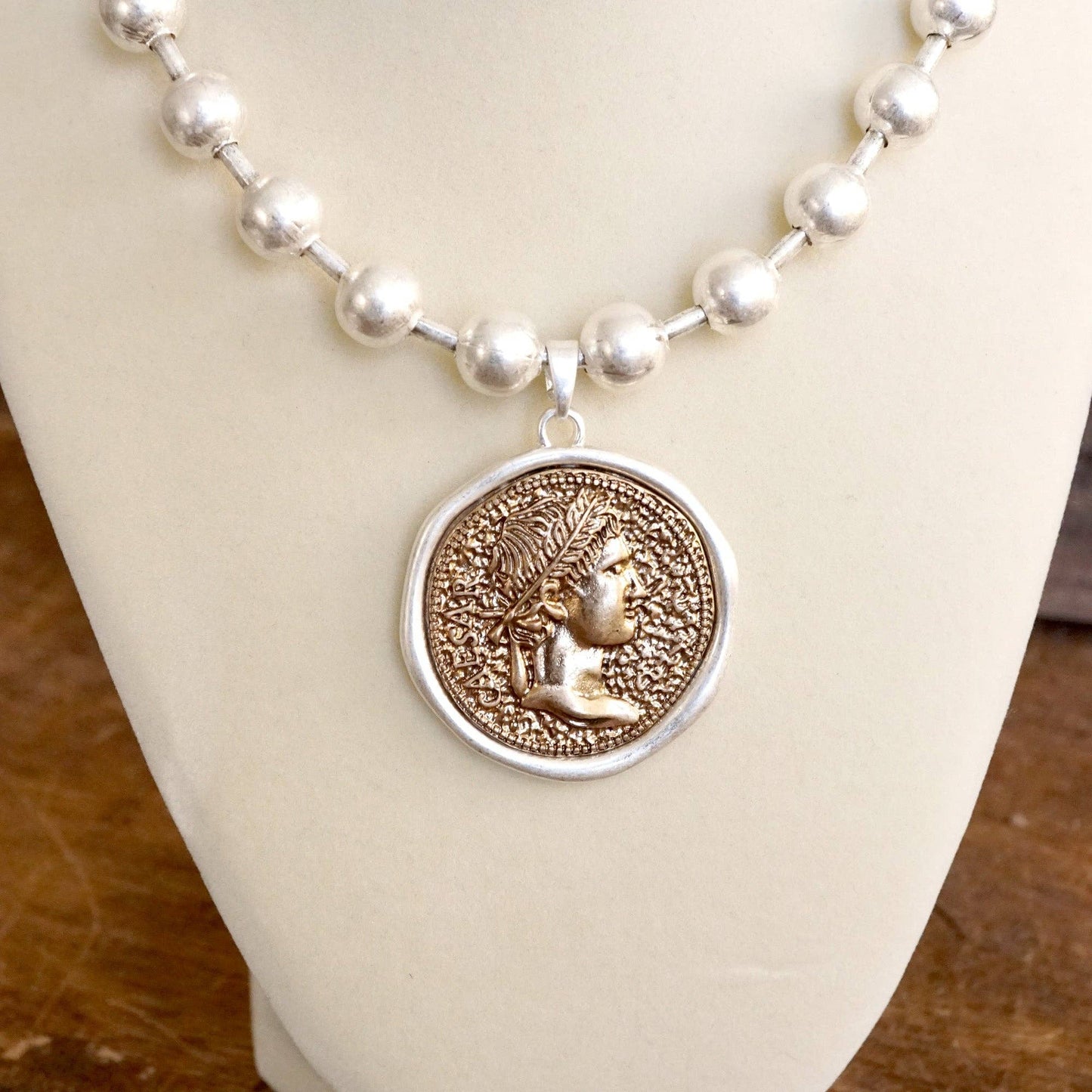 PennyLine inc - Coin Chunky Ball Chain Statement Necklace – Gold and Silver Tone