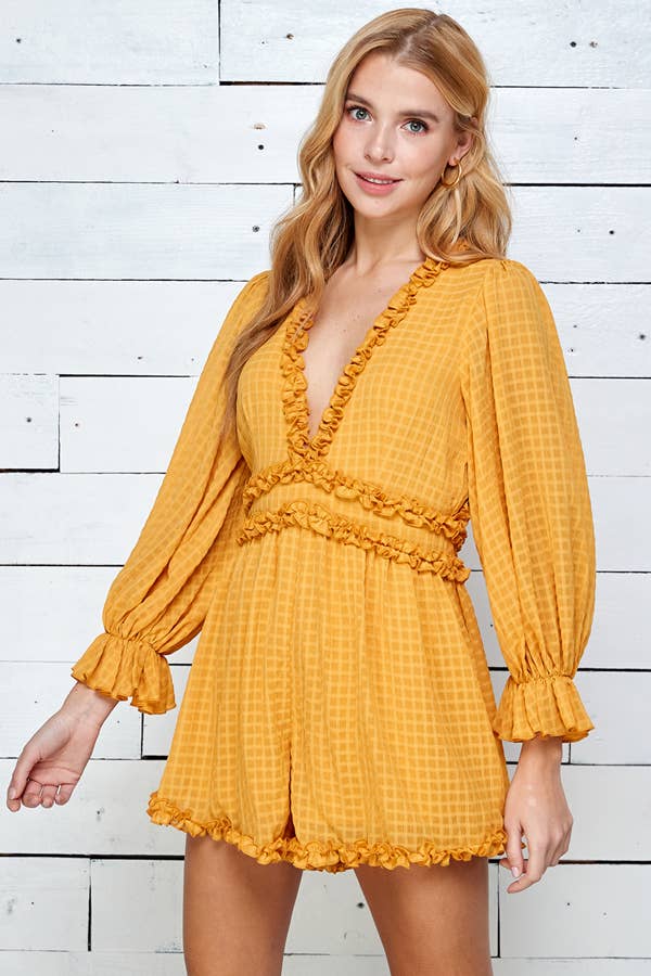 Mustard Longslv Romper 5117IMR