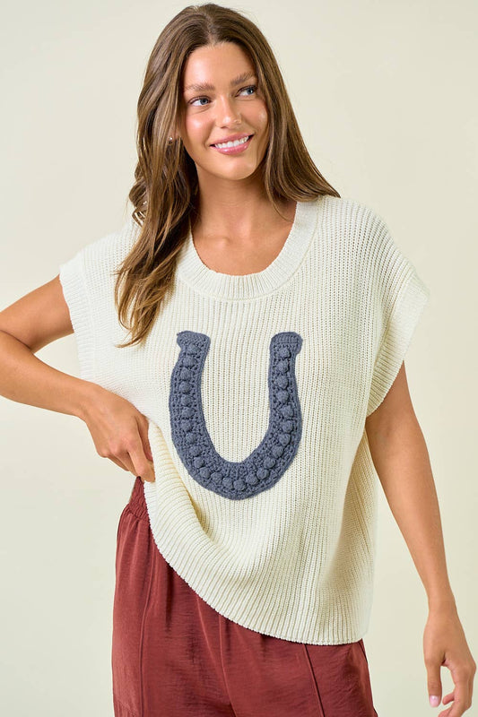 Doe and Rae - HORSESHOE RIBBED SWEATER VEST - 45223T