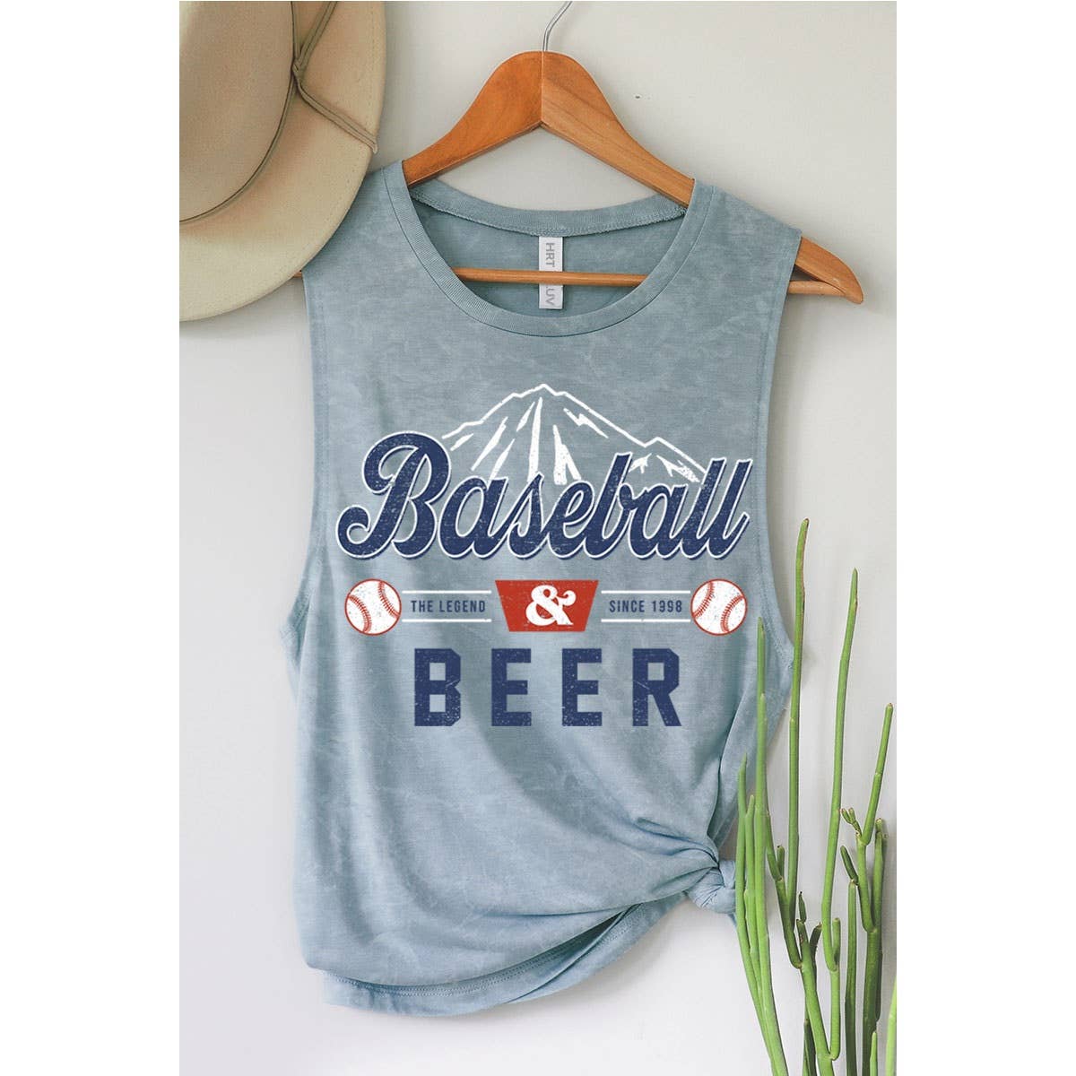 BASEBALL N BEER MINERAL GRAPHIC TANK TOP: Mineral Mustard / XL