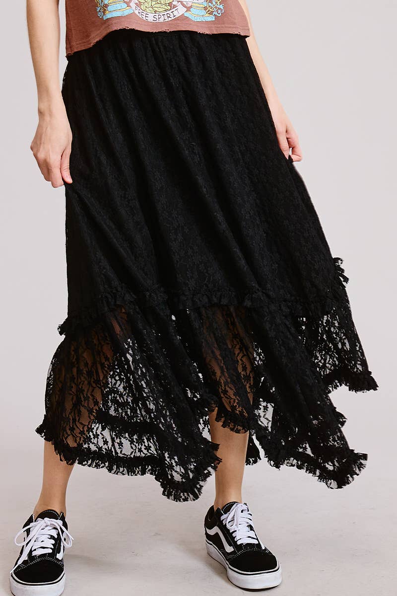 LACE HANKY MAXI SKIRT