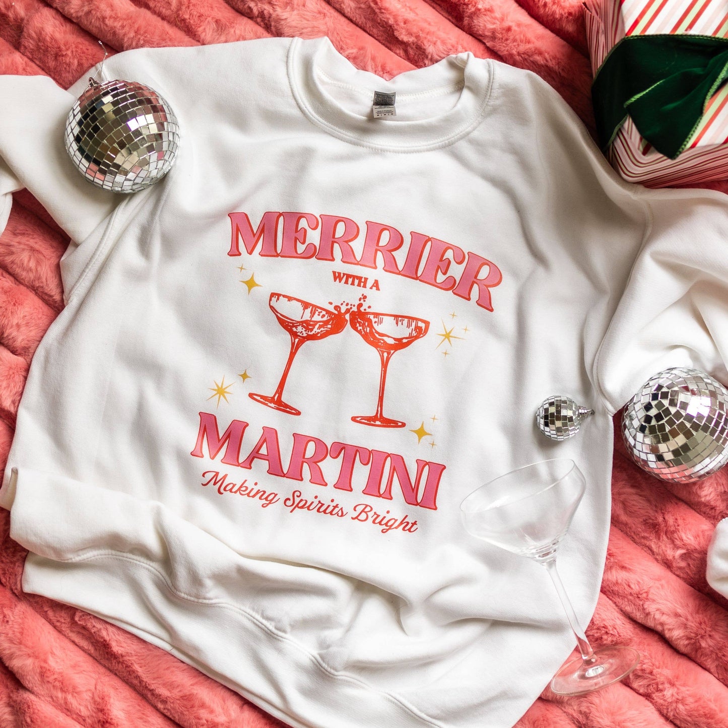 Bash - Christmas Sweatshirt, Merrier with a Martini, Graphic Shirt