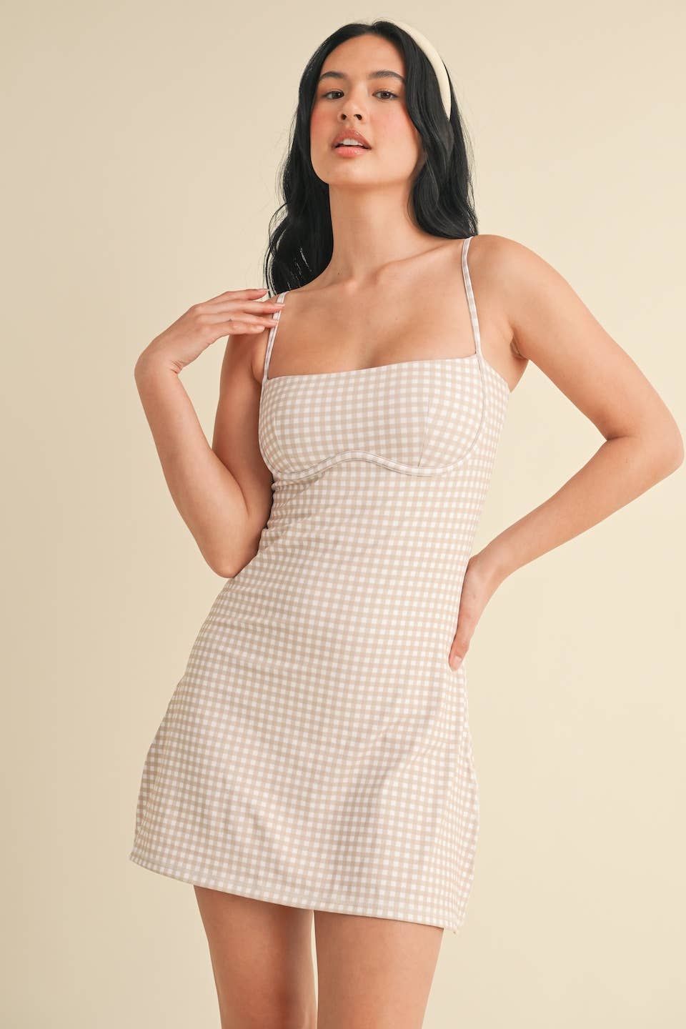 KIMBERLY C - Gingham Print Sweetheart Dress