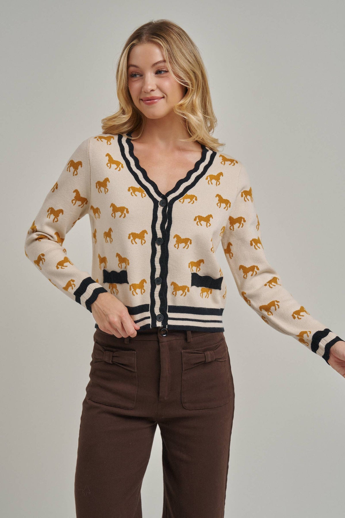 BON - SUPER SOFT HORSE PRINT KNIT CARDIGAN_JLT00386-01