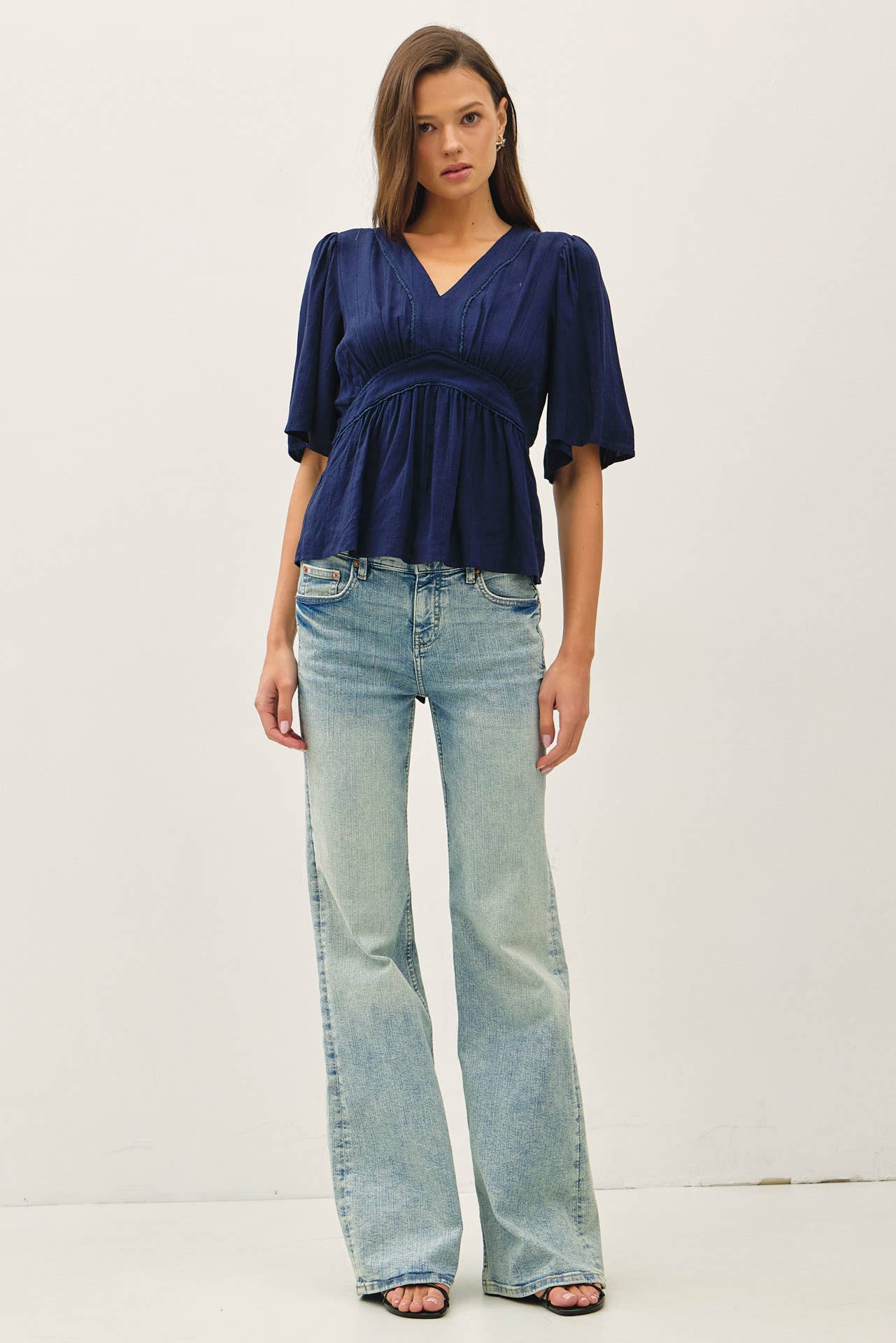 KIMONO SLEEVE EMPIRE WAIST BLOUSE