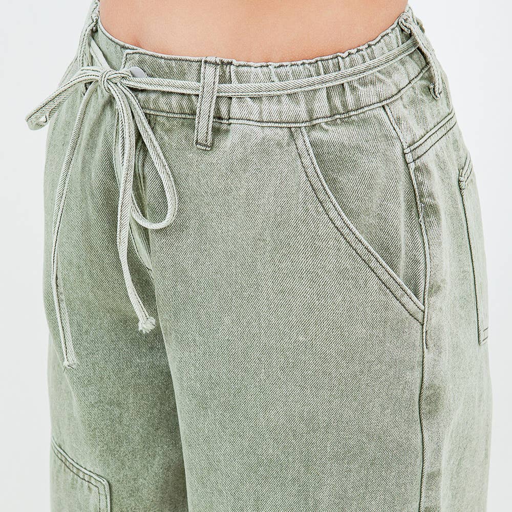 American Bazi - COLOR WASHED BARREL FIT PANTS-RJH21162