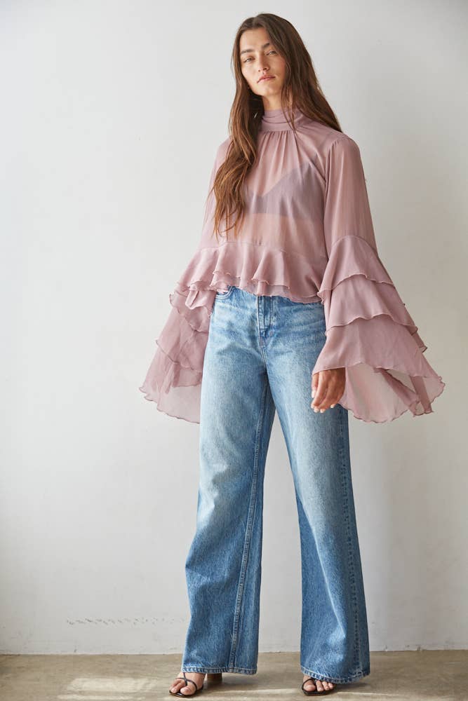 By Together - L9717 | Woven Polyester Chiffon See Through Top