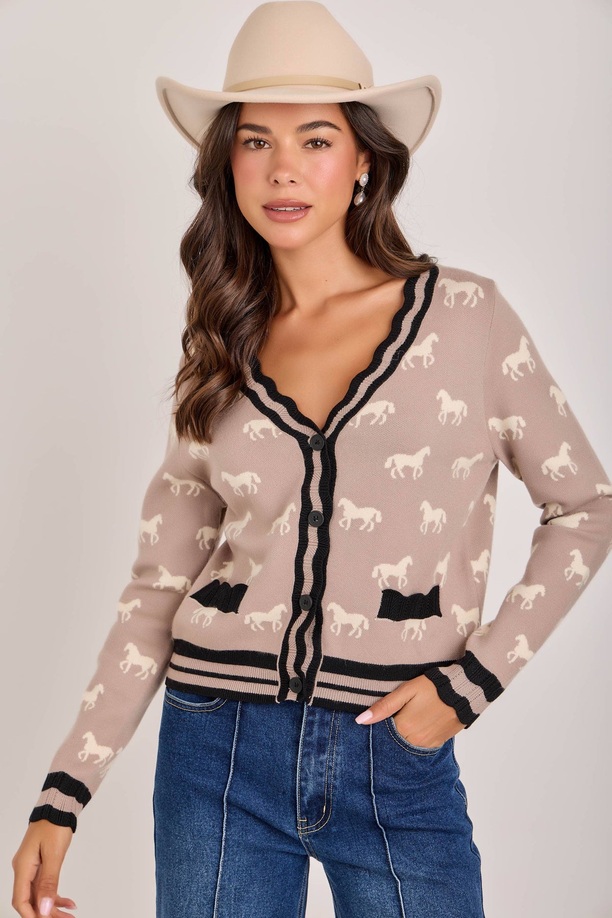 BON - SUPER SOFT HORSE PRINT KNIT CARDIGAN_JLT00386-01