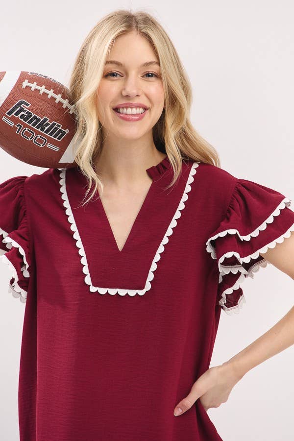 Sewn and Seen - Ruffle Sleeve Scallop Trim Top