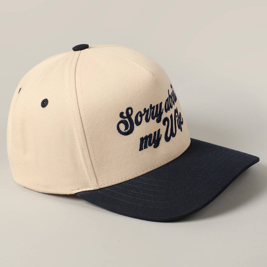Fashion City - Sorry About My Wife / Husband Embroidery Two-Tone Canvas Cap