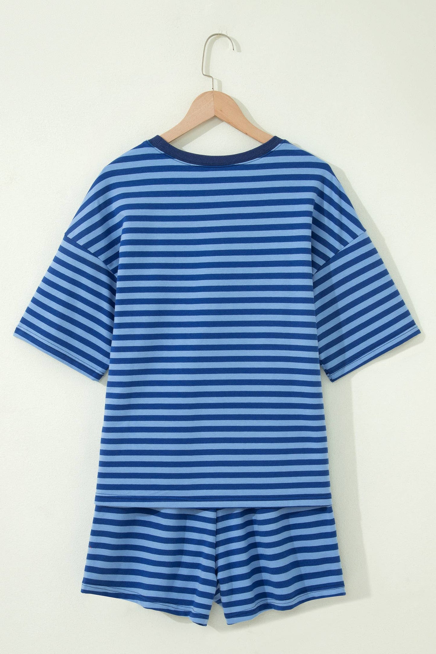 66DISCO - 66Plus Striped Short Sleeve Top and Shorts Lounge Set (S-4X)