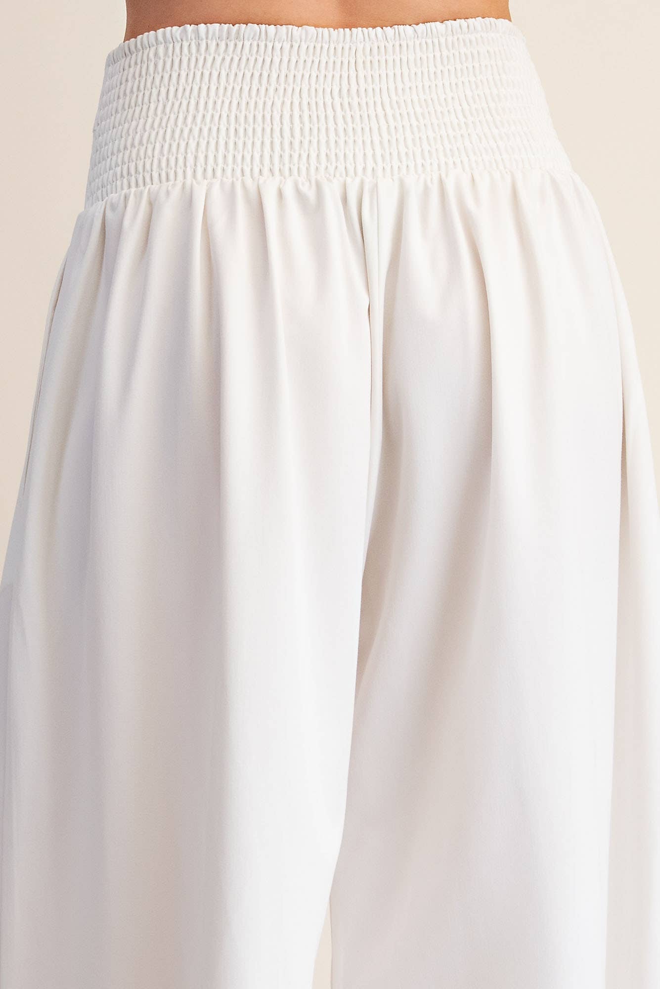 Glam - Wide Leg Pleated Crop Pants High Waist Band