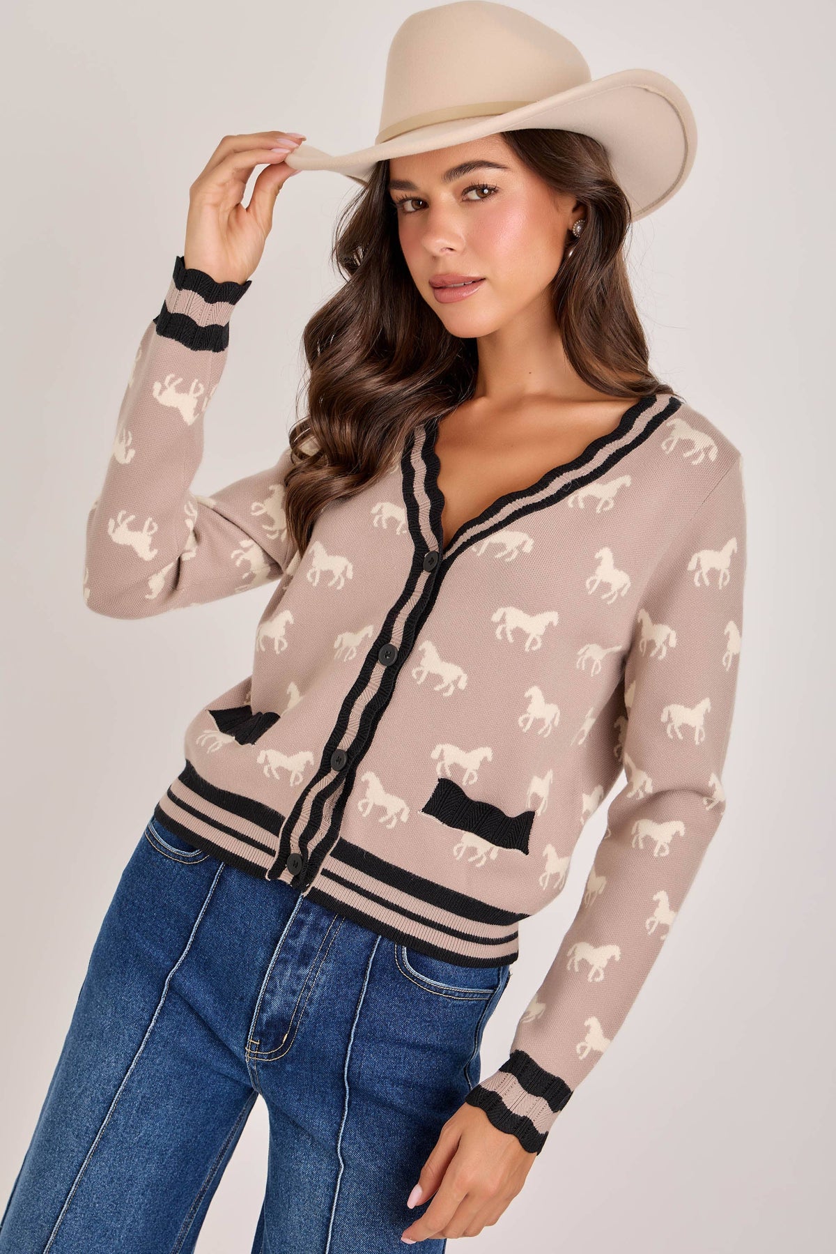 BON - SUPER SOFT HORSE PRINT KNIT CARDIGAN_JLT00386-01