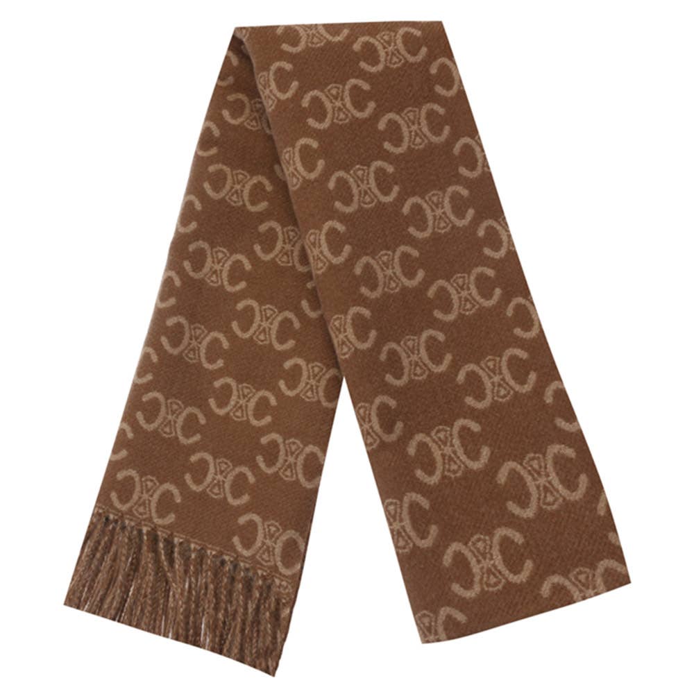JOIA ACCESSORIES - SIMBOL MONOGRAM FRINGE OBLONG SCARF, LVSC 153