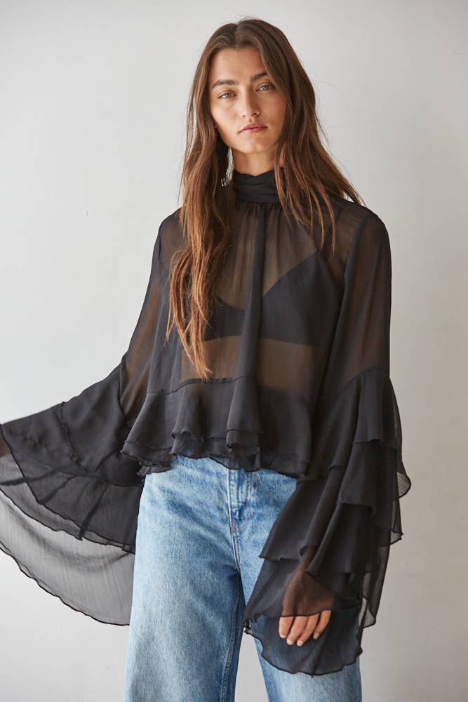 By Together - L9717 | Woven Polyester Chiffon See Through Top
