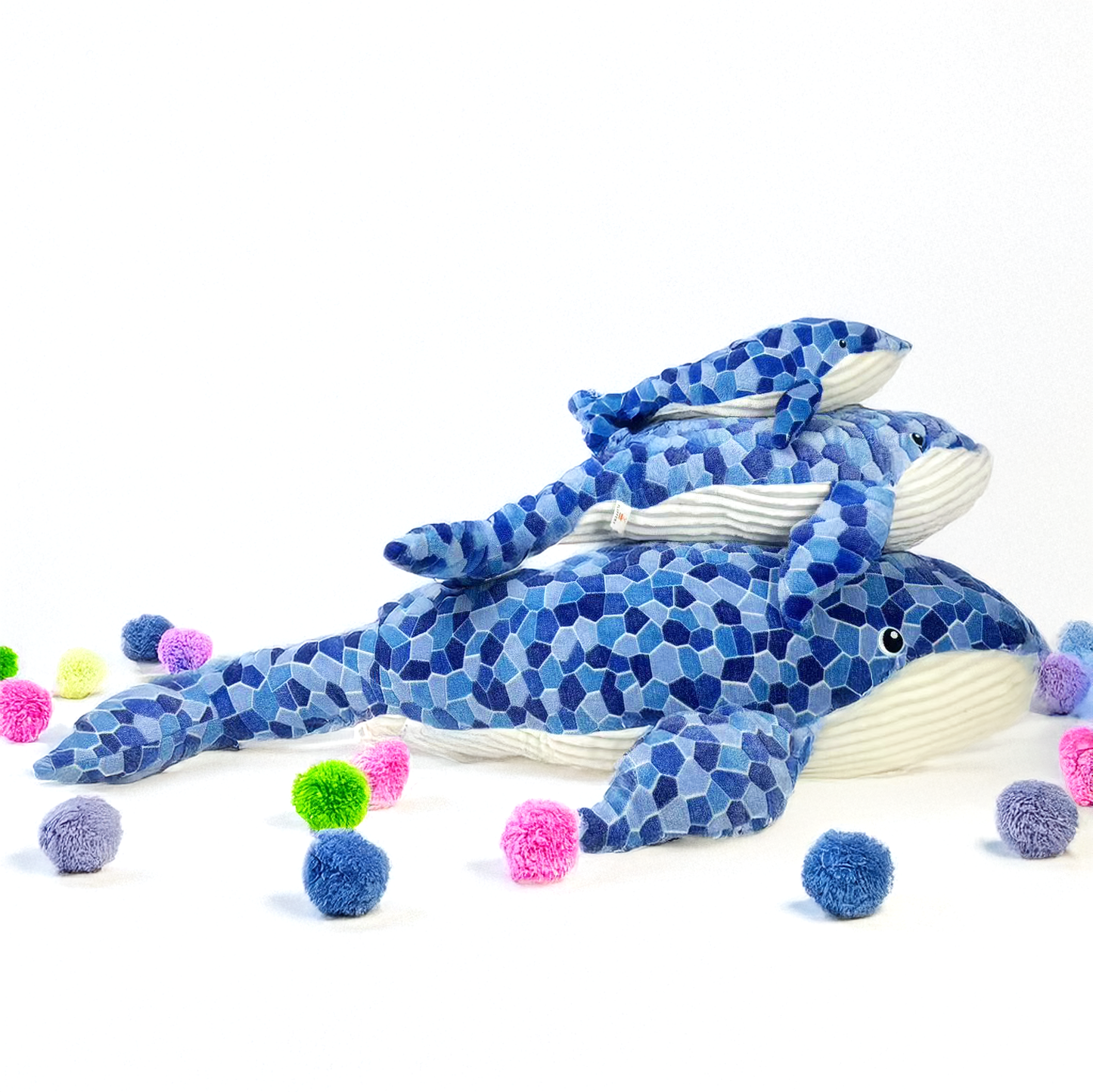 FLUFFERY - Blue Whale Plush Toy (20" / 50 cm, 35" / 90 cm, & 59" / 150 cm)